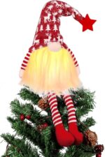 Lighted Gnome Christmas Tree Topper - 24 Inch Festive Decor with Lights for a Magical Holiday Touch