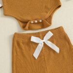 Baby Girls 3-Piece Gingerbread Man Outfit Set with Long Sleeve Jumpsuit, Headband, and Elastic Waist Flared Pants - Image 6