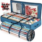 Christmas Wrapping Paper Storage Bag - Organize Up to 22 Rolls with Tear-Proof Design & Interior Pockets - Stylish Blue Gift Wrap Organizer - Image 15