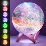 Enchanting Galaxy Moon Lamp - Color-Changing Touch & Remote Control, Stylish Wood Stand - Perfect Teen Girl Room Decor & Unique Christmas Gift for Any Age!