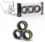 Magnetic Rings Fidget Toy Set, Idea ADHD Fidget Toys, Adult Fidget Magnets Spinner Rings for Anxiety Relief Therapy, Fidget Pack Great Gift for Adults Teens Kids Easter Basket Stuffers (3PCS)