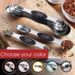 Magnetic Stainless Steel Measuring Spoons Set - 8 Heavy Duty Kitchen Gadgets with Leveler, Perfect for Baking & Cooking, Fits Most Spice Jars, Sleek Black Design - Image 9