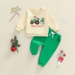 Infant/Toddler Boys' Fashionable Long Sleeve Christmas Tree Pullover and Pants Set - 2 Piece Outfit - Image 5