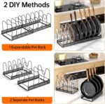 Expandable Pots and Pans Organizer Rack - Adjustable Kitchen Cabinet Holder for Pot Lids and Bakeware with 10 Compartments - Image 5