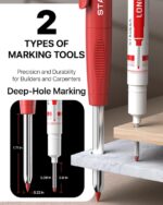 3PCS Heavy Duty Carpenter Pencils Set with Sharpener & 39 Refills - Deep Hole Long Nib Marker Pens for Architects - Includes Case (Red, Black, Yellow) - Image 2