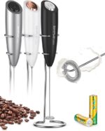 Electric Milk Frother - Handheld Battery Operated Foam Maker with Stainless Steel Whisk & Stand for Perfect Cappuccinos, Lattes, and Bulletproof Coffee - Image 14