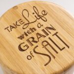 Charming Bamboo Salt Cellar with Magnetic Swivel Lid - "Take Life with a Grain of Salt" Engraving, 6 Ounce Capacity - Image 3