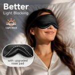 100% Pure Mulberry Silk Sleep Mask - Luxurious 22 Momme Soft Eye Mask for Ultimate Light Blocking, Adjustable for Men & Women, Perfect for Restful Sleep - Black - Image 4