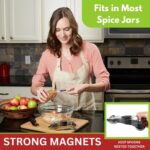 Magnetic Stainless Steel Measuring Spoons Set - 8 Heavy Duty Kitchen Gadgets with Leveler, Perfect for Baking & Cooking, Fits Most Spice Jars, Sleek Black Design - Image 2