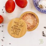 Charming Bamboo Salt Cellar with Magnetic Swivel Lid - "Take Life with a Grain of Salt" Engraving, 6 Ounce Capacity - Image 2
