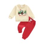Infant/Toddler Boys' Fashionable Long Sleeve Christmas Tree Pullover and Pants Set - 2 Piece Outfit