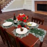 Elegant Green Snowflakes Embroidered Table Runner for Christmas - 14x54 Inches - Image 7