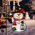 Illuminate Your Holidays with a Lighted Double-Sided Christmas Garden Flag - 22x13, 8 Modes Solar LED Snowman Design for Festive Outdoor Decor! - Image 4