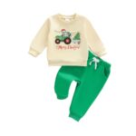 Infant/Toddler Boys' Fashionable Long Sleeve Christmas Tree Pullover and Pants Set - 2 Piece Outfit - Image 8
