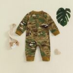 Baby Boy Camouflage Print Long Sleeve Zip-Up Jumpsuit with Pockets for Fall - Image 3
