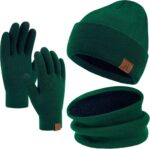 Winter Beanie Hat Scarf Touchscreen Gloves Set for Men and Women, Beanie Gloves Neck Warmer Set with Warm Knit Fleece Lined - Image 11