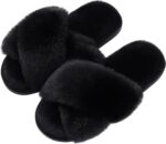 Cozy Cross Band Fuzzy Slippers for Women - Open Toe Memory Foam Comfort - Image 10