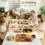 Deep-Carbonized Bamboo Cutting Boards for Kitchen with Wood Storage Stand, Reversible Charcuterie & Chopping Boards with Juice Grooves and Easy-Grip Handles, Knife-Friendly, Kitchen Gift - Image 7