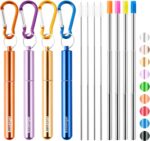 Ultimate Cruise Ship Essentials: 4-Pack Reusable Collapsible Stainless Steel Straws with Aluminum Case, Cleaning Brush, and Keychains in Vibrant Colors! - Image 10