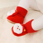 Plush Baby Christmas Socks and Shoes with Non-Slip Soft Soles - Santa, Reindeer, Snowman, and Tree Designs for First Walkers - Image 6