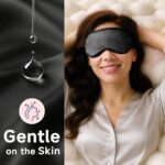 100% Pure Mulberry Silk Sleep Mask - Luxurious 22 Momme Soft Eye Mask for Ultimate Light Blocking, Adjustable for Men & Women, Perfect for Restful Sleep - Black - Image 3