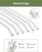 18-Pack Glass Straws, Reusable Clear Glass Drinking Straws Set, 8.5 Inch X 10Mm - Includes 8 Straight and 6 Bent with 4 Straw Cleaner Brush, Perfect for Smoothies, Milkshakes, Juice, Tea - Image 3