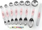 Magnetic Stainless Steel Measuring Spoons Set - 8 Heavy Duty Kitchen Gadgets with Leveler, Perfect for Baking & Cooking, Fits Most Spice Jars, Sleek Black Design - Image 13