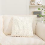 Luxurious Cream White Chunky Knit Throw Pillow Cover - 18"×18" Square Crochet Pillow Case for Sofa & Bedroom Decor - Image 2