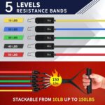Resistance Bands, Exercise Bands，Resistance Bands for Working Out, Work Out Bands with Handles for Men and Women Fitness, Strength Training Home Gym Equipment - Image 2