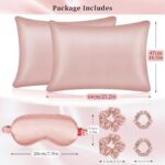 Luxury Satin Pillowcase Gift Set with Silk Sleep Mask & Scrunchies - 7 Piece Collection for Ultimate Comfort - Perfect Birthday Gift for Women & Men - Image 2