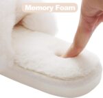 Cozy Cross Band Fuzzy Slippers for Women - Open Toe Memory Foam Comfort - Image 5