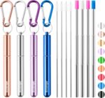 Ultimate Cruise Ship Essentials: 4-Pack Reusable Collapsible Stainless Steel Straws with Aluminum Case, Cleaning Brush, and Keychains in Vibrant Colors! - Image 9