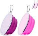 Portable Collapsible Dog & Cat Bowls with Lids - 2 Pack Travel-Friendly Foldable Water Dishes for Pets - Light Blue & Green, Small - Image 8