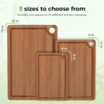 Bamboo Cutting Board for Kitchen, Wooden Cutting Board 3-Piece Set with Non-Slip Mat Deep Juice Groove and Built-In Handles, Wood Cutting Board for Meat Vegetables Fruit Ideal Gift for the Home - Image 2