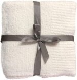 Ultra-Soft Cream Knit Throw Blanket - Lightweight & Fluffy 50x60 Inches for Couch & Bed