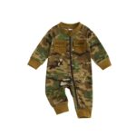 Baby Boy Camouflage Print Long Sleeve Zip-Up Jumpsuit with Pockets for Fall