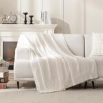 Ultra-Soft Cream Knit Throw Blanket - Lightweight & Fluffy 50x60 Inches for Couch & Bed - Image 2