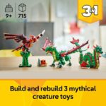 Creator 3-in-1 Medieval Dragon Set - Build Your Own Dragon, Sea Serpent, or Phoenix - Perfect Fantasy Gift for Kids Ages 9+ - 31161 - Image 2