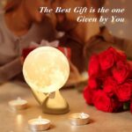 3.5 Inch 3D Moon Lamp - Perfect White Elephant Gift for Women & Girls, Touch-Dimmable LED Night Light with Ceramic Base, Dual-Color Mood Lighting for Kids Room & Christmas Decor - Image 7