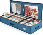 Christmas Wrapping Paper Storage Bag - Organize Up to 22 Rolls with Tear-Proof Design & Interior Pockets - Stylish Blue Gift Wrap Organizer
