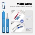 Ultimate Cruise Ship Essentials: 4-Pack Reusable Collapsible Stainless Steel Straws with Aluminum Case, Cleaning Brush, and Keychains in Vibrant Colors! - Image 3