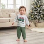 Infant/Toddler Boy Christmas Outfit - Truck and Present Box Print Crew Neck Sweatshirt with Jogger Pants Set - Image 3
