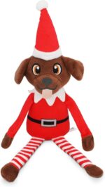 Pooch on a Perch - Adorable Christmas Elf Plush Dog Toy with Crinkle & Squeak, Perfect Holiday Gift & Stocking Stuffer for Your Pup!