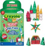 Crayola Holiday Glitter Magnetic Tiles - 27-Piece STEM Building Set for Kids, Perfect Travel Toy for Boys and Girls - Image 6