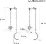 Celestial Elegance: 925 Sterling Silver Moon and Star Dangle Earrings with Sparkling Cubic Zirconia - Perfect Wedding and Gift Jewelry for Women - Image 4
