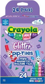 Crayola Mini Magnetic Pip-Tiles - 24-Piece Glitter Building Set for Kids, STEM Travel Toys for Ages 3+ - Image 2