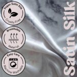 Luxury Satin Pillowcase Gift Set for Women - Silky Soft Grey Ivory, Reduces Frizz, Includes Eye Mask & Scrunchie - Perfect Gift for Mom, Daughter, or Girlfriend - Image 3