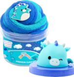 Tatiana the Dragon  Premium Cloud Slime - Blue Raspberry Scented 8 Oz with Figurine Topper, Rubber Charm & Party Favor Goodie Bags - Perfect Sensory Toy for Kids!