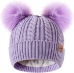 Cozy  Winter Hat for Kids - Adorable Girls Beanie with Double Pom Poms & Fleece Lining - Image 8