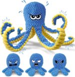 Tough & Interactive Squeaky Dog Toy - Large Crinkle Blue Octopus for Chewing and Tug of War Fun! - Image 12